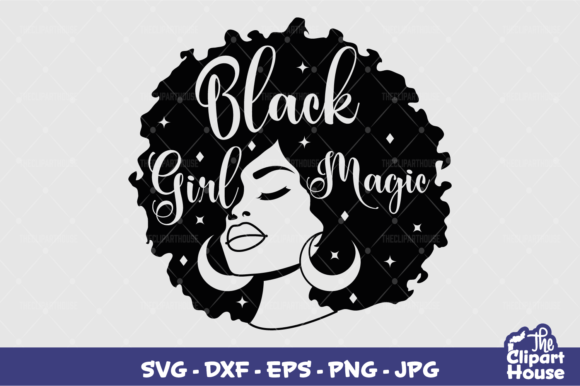 Black Girl Magic Afro Outline Silhouette Design