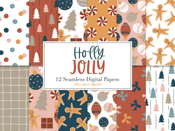 Holly Jolly Digital Paper for Festive Branding