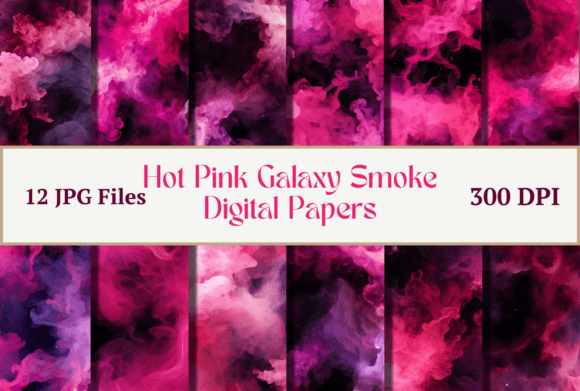 Hot Pink Galaxy Smoke Art Digital Papers