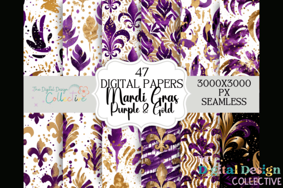 Mardi Gras Seamless Digital Paper Purple: Elevate Your Creative Projects with Vibrant Style