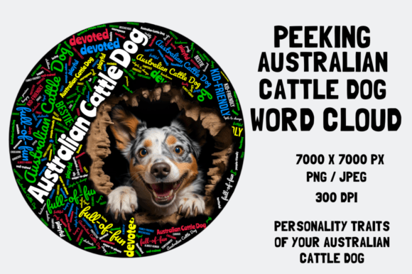 Peeking Australian Cattle Dog Word Cloud