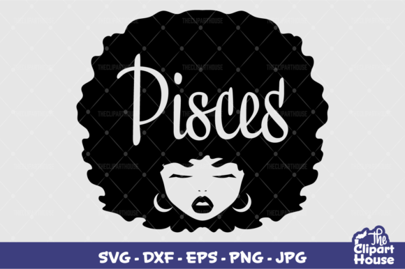 Pisces Afro Woman Design for Cutting Machines
