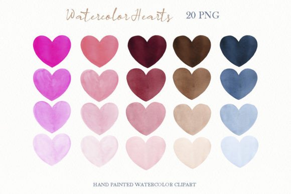 Watercolor Big Hearts Clipart: Elevating Personal and Professional Design with Hand-Painted Artistry