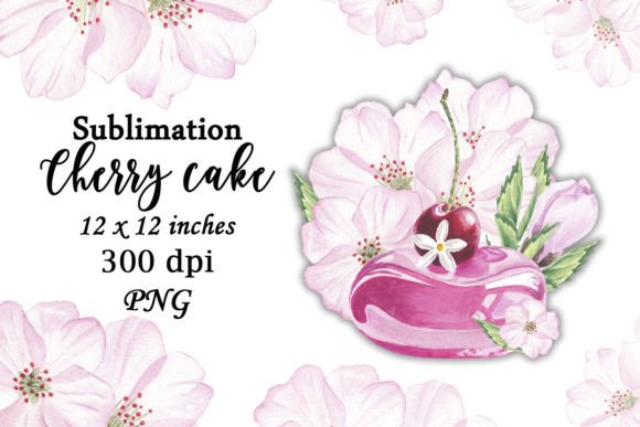 Watercolor Cake Cherry Bloom Flowers PNG: A Sweet Asset for Creative Projects