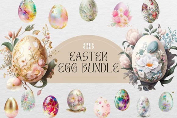 Watercolor Easter Egg Clipart PNG Bundle